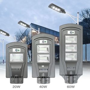 LED Solar Lamp Wall Street Light 20W 40W 60W Dusk to Dawn Super Bright Motion Sensor Waterproof Security Lamp for Garden Yard