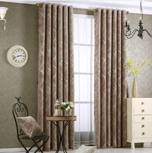 Chenille jacquard Silver Blackout Curtains For Bedroom Modern Luxury Blind Fabric Grey Drapes for Living Room Window Custom size