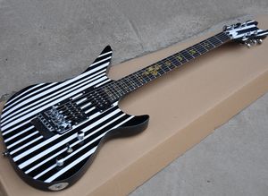 Floyd rose ile siyah olağandışı şekilli elektro gitar, yarasa işlemeli gül ağacı klavye, istek olarak özelleştirilebilir