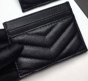 2020 nova moda porta-cartões caviar mulher mini carteira designer cor pura couro genuíno Pebble textura luxo carteira preta com caixa