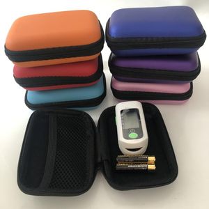 Oxímetro de dedo colorido rígido EV estojo portátil bolsa protetora com zíper bolsa de viagem caixa de transporte para oxímetro de pulso de dedo fone de ouvido plugue