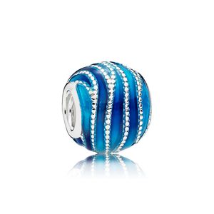 Аутентичные 925 серебристый синий вихрь эмаль эмаль обмена ювелирные изделия аксессуары европейские бусины оригинальные коробки для Pandora браслет браслетов
