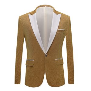 2020 Erkek Moda Takımları Parlak Mor Altın Kırmızı Siyah Silver Gri Takım Ceket Düğün Damat Balo Şarkıcıları Blazers Erkekler Blazer İnce Fit