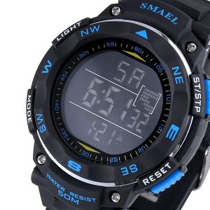 Moda erkekler smael marka dijital led askeri erkek saat kol saati 50m su geçirmez dalış açık hava spor saati ws1235