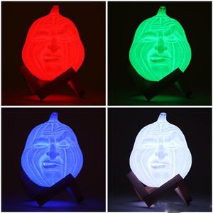 NewUSB LED Büyülü 3D Baskılı Masa Gece Lambası Yüz Şekli Kabak Işık Uzaktan Kumanda ile RGB Masa Lambası Cadılar Bayramı Dekorasyon hediye