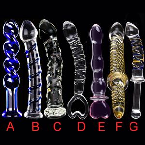 YUELV 7 Стиль Pyrex Glass Dildo для женщин искусственного пениса Женского Masturbate Анального Butt Plug G-пятно Стимулировать взрослые продукты секс Y200422