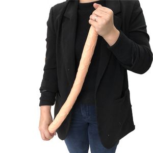 L 55 cm / 21.56 inç Süper Yapay Penis Lezbiyen Penis Ürünleri Çift Dildos Uzun Consoladores Kadın Için Seks Oyuncakları MX200422