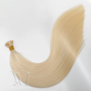 VMAE% 100 Virgin Remy Tek Çift Üst Kalite Blonde # 613 Düz İpucu İpek Düz 100g Keratin Tutkal İnsan Saç Uzantıları Çizilen