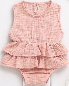 Мода повседневная тонкий сплошной новорожденного ребенка девочка одежда без рукавов купальники пляжная одежда наряд TUTU 0-2Y прекрасный