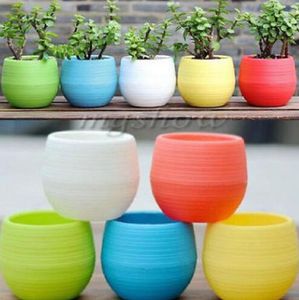 7 * 7cm Mini Saksılar Çok Renkler Yuvarlak Plastik Saksılar Kaçak Su Delik Tasarım Sulu Bahçe Pot Sıcak Satış Bitkiler
