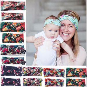 Kız Bebek Ebeveyn-çocuk Çiçek Baskı Turban twist Kafa Kafa Wrap Twisted Knot Yumuşak Saç Bandı Bantlar Headwrap 6style RRA2220