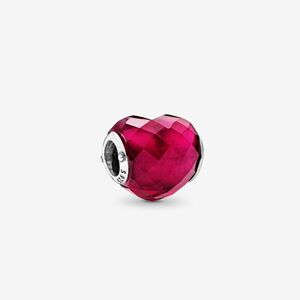 100% 925 стерлингового серебра Fuchsia Pink Pink Heart Clarms Fit оригинальные европейские очаровательные браслеты моды женщины свадебные вовлеченные ювелирные изделия аксессуары
