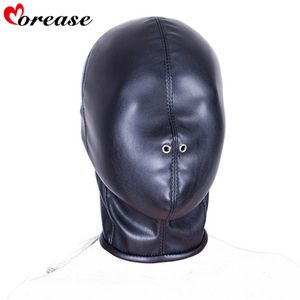 MOREASE Seksi Esaret Fetiş Ağız Maskesi Erotik Seks Oyuncak Kadın Için Çift Kısıtlama Yetişkin Oyunu PU Deri Hood Maskesi Juguetes Y18110802