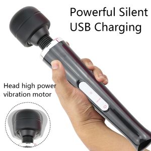 Adam nuo 10 Hız Ultra Güçlü Büyük Vibrator Vücut Masaj AV Çubuk G noktası Stimulatör Seks Ürün Seks Toy Kadınlar USB Şarj Y200226 için