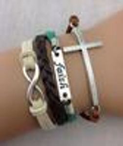 Atacado-âncora fé cruz amor infinito pulseiras punhos pulseira charme pulseira de couro braceletes jóias df141