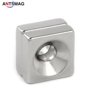 20 шт. 15x15x5mm 5 мм отверстия N35 супер прочный CounceNk Block Magnet Magnet редкоземельные неодимовые магниты