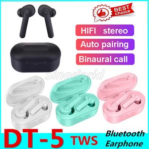 Wireless Bluetooth DT5 Earphones 5.0 Stereo Headphone Waterproof Mini Headsets With Power Bank Binaural HD Call DT-5 TWS Headsets Earpieces