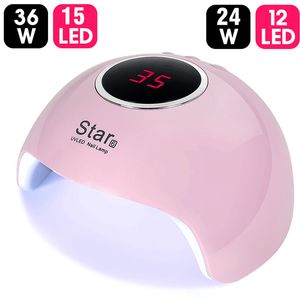 УФ-светодиодные сушилки для ногтей Лампа для маникюрного аппарата 36W 24W USB Nights Shating Machines Все гель-польские художественные инструменты Star6