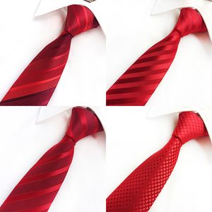 Красный розовый жених галстуки на 100% шелковые классические мужские галстуки для свадебных галстуков в клетку для полосатых цветов