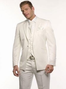 Custom Made Yeni Fildişi Damat smokin Düğün Sağdıç Suit Sağdıç Damat takımları (Ceket + Pantolon + Yelek)