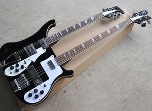 Fabrika Toptan Siyah Dizeler Çift Boyun Ricken Elektro Gitar Beyaz Pickguard Rosewood Kıvrılığı Özelleştirilebilir
