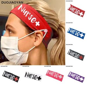 Elastische Milchseide Krankenschwester Knopf Gesicht Mund Maske Stirnband Übung Yoga Sport Kopfband Haarschmuck