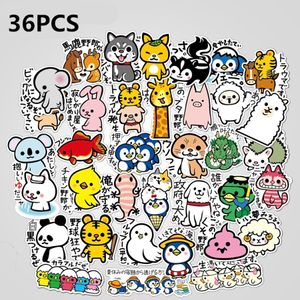 36 Stück Cutensil japanische Tier-Aufkleber-Set, Cartoon-Slogan, Vinyl-Aufkleber, Auto-Laptop-Aufkleber, Gepäck, Notebook, Flaschen-Aufkleber, Großhandelsposten