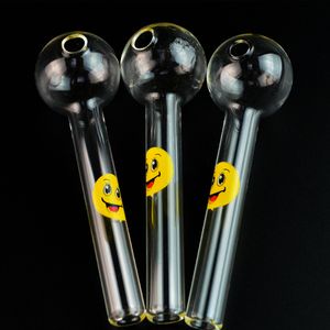 4-дюймовая мини-ложка Стеклянные ручные трубки Pyrex Glass Smile Face Oil Burner Pipes Табачная трубка для курительных принадлежностей Курительные трубки SW15
