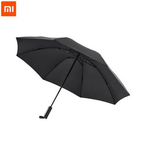 Xiaomi 90FUN Otomatik Ters Katlanır Şemsiye Erkekler Led Işık Rüzgar Geçirmez Iş Güçlü Şemsiye Anti UV Kaplama