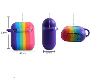 Kulaklık Aksesuarları Tasarımcı AirPod Kılıfı AirPods 1 2 Pro Rainbow Desen Kılıfı Koruyucu Gökkuşağı Yapı Taşları Kilitlik Tasarımcısı AirPod Case HPT1