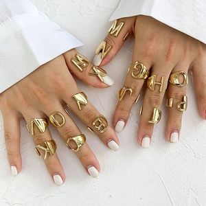 2020 mulheres nova moda ouro 26 letras anel personalidade alfabeto A c anel ajustável diy jewely