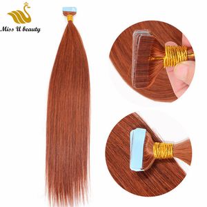 Çift çizilmiş tapeair cilt atkı insan saç uzantıları siyah kahverengi sarışın 99J renk remy tohum 40 adet 100 gram