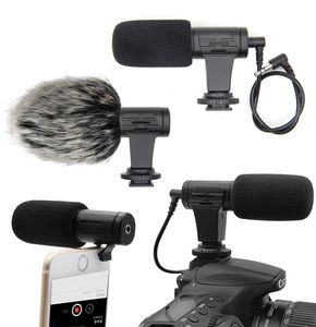 MIC-06 Mikrofon Mini Taşınabilir 3.5mm Kondenser için SLR DSLR Akıllı Video Kamera Açık Röportaj Mikrofon Mikrofon ile Muff
