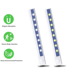 Smart Body Sensore LED wireless Luce notturna PIR Movimento a infrarossi magnetico Lampada a LED Lampada da parete a mano per scale dell'armadio