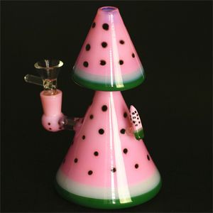 8-дюймовые кальяны Watermelon Dab Rig с 14-миллиметровой чашей Perc Glass Bong Пьянящие мини-трубы Восковые нефтяные вышки Bubbler