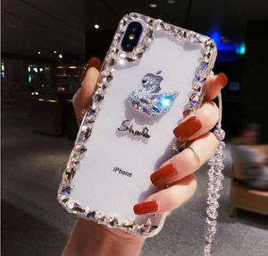 Diamond Swan Телефонные чехлы Shining Rhinestone Задняя крышка для Samsung S10 Lite S9 Plus Примечание 8