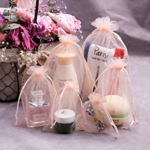 Drawstring organza çantaları hediye turuncu renk şeffaf sarma çanta şampanya renkli hediye poşeti takı torbası organza çantası şeker paketi çantaları