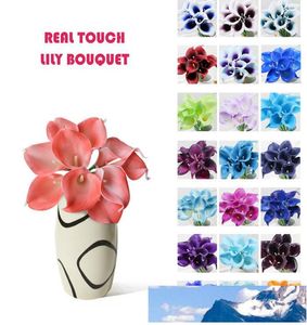 Atacado 50 pcs MOQ Real Touch Simulação Flor Bouquets Artificial Calla Lily para nupcial e decoração de casa