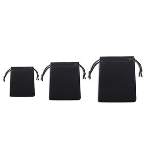 Takı Torbaları Çantalar 75 PC Üç Boyut (5 * 7 cm / 7 * 9 cm / 10 * 12 cm) Kadife Drawstring Çantası / Siyah Toptan Takı Çantaları Noel / Düğün Hediye Çantası