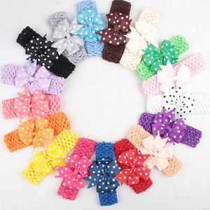 Bebek Çocuk Grogren Kırlangıç ​​Şerit ilmek Bantlar Kızlar Bow Dot hairbands Örme Headwrap Kızlar Saç Aksesuarları 2 Stiller 45 Renkler M2377