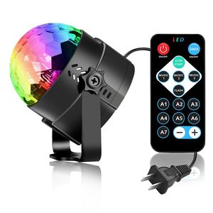 Sound Activated Rotating Disco Ball Party Lights Strobe Light 3W RGB LED Stage Lights For Christmas Home KTV Xmas Wedding Show Remote contro