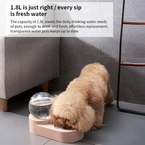 Yeni Bubble Pet Bowls Otomatik Besleyici 1.8L Fountain Su içiyor Tek Büyük Kase Köpek Yavru Yağı Besleme Konteyneri