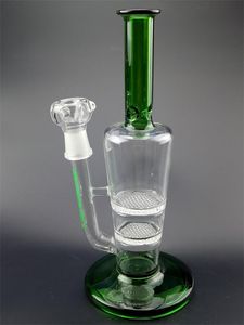 Вазы стеклянные кальяны Bong Green Head и Base 2later Honeycomb Perc Percolator Water Tipes 10,6 дюйма высотой.