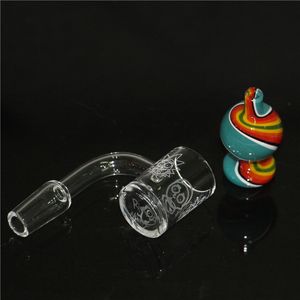 Bangeggio in quarzo smerigliato con bordo smusso di 25 mm più recente con tappo colorato di carboidrati da 14 mm maschio femmina un chiodo Duessless 2 mm per bang da tazza per il bong