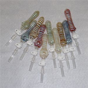 Kit de néctar de vidro de narguilé com dicas de titânio de 10 mm de quartzo keck clipe silicone recipiente de nectar tubos para fumar