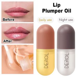Day Night Lip Plumper 2pcs Set Moisturizing Lip Care Serum Nourishing Lips Anti-Drying Nutritious Lip Oil Essence