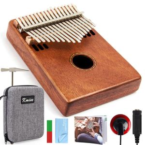 Freeshipping Kalimba 17 Key Finger Thumb Piano Full Solid Mahogany Musical Instrument + Pickup Gig Bag Tuner Hammer Birthday Gift