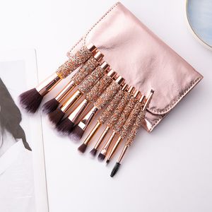 10pcs / set diamante Makeup Brushes Kit Mulheres Makeup Brush Tool Eyeshadow Foundation com Cosmetic Bag J1548