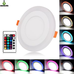 Ultradünne LED-Flächenleuchten, 3 W, 6 W, 9 W, 18 W, 24 W, rund, quadratisch, RGB, kühles Weiß, Einbauleuchte aus Acryl, AC 110–220 V, Fernbedienung