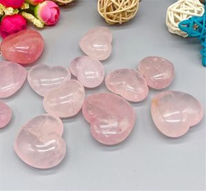 30mm Heart Shaped Pendant Stone Gemstones Natural Rose Quartz Crystals Love Puffy Healing Crystal Gemstone Home Decoration DIY KD1